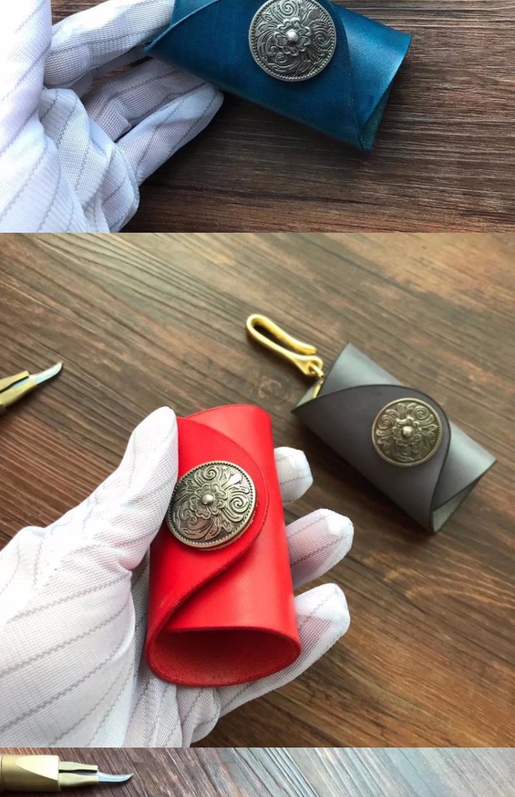 Túi da handmade móc khóa đơn giản cho nam - Trường hợp chính túi đựng chìa khóa oto