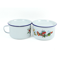 Old - style enamel rice box classic enamel cup foam cup with cloth cover 15cm