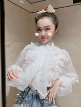 In the spring of 2021 the new Korean Edition Sweet College wind layer leaf splicing with butterfly - bowed gas and shirt
