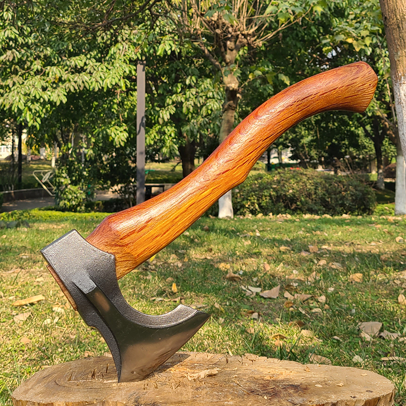 Handmade 65 manganese steel forged in retro style wood handle chop firewood logging axe campsite Firewood Axe field workout Tomahawk-Taobao