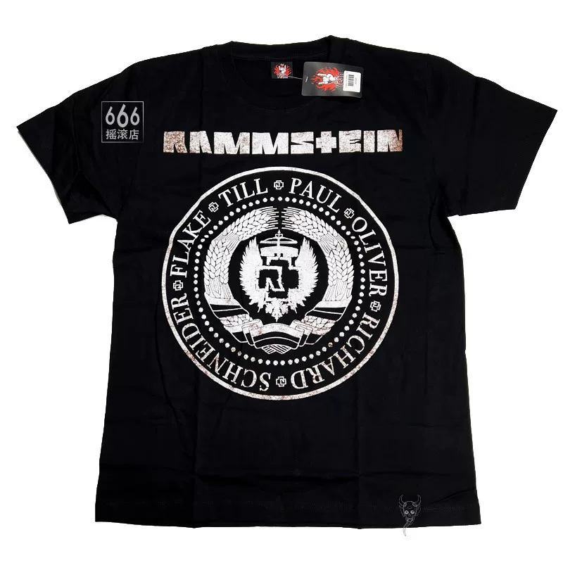 Rammstein Thai version of the German chariot metal band printed men and women cotton short -sleeved T -shirt 666 rock shop