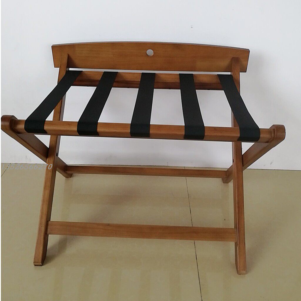 Rubber Wood Solid Wood Luggage Rack Hotel Room Large Original Wood Color Home Bedroom Luggage Rack Shelf