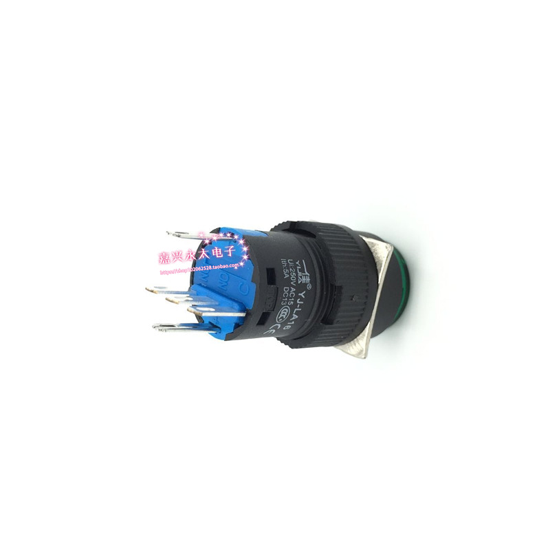 Một nút tốt switch với ánh sáng tự reset 16mm vòng DOT bắt đầu LA16-Y-11DN 12 24 220V.