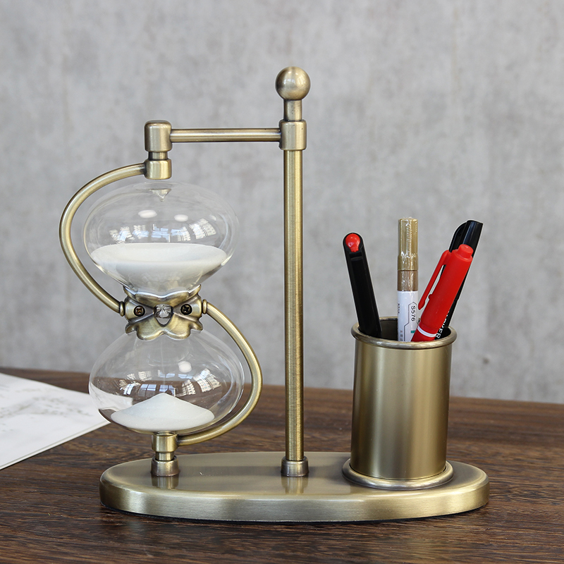 American alloy glass paleo copper hourglass pencil widget Modern luxury Nordic desk decoration