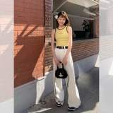 宋正恩 Короткая желтая летняя модная майка топ, футболка без рукавов