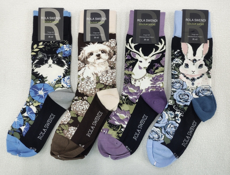【Rola】French Imported Floral Cat, Tiger, Leopard, Rabbit Four-Season Mid-Tube 95.2% Cotton Socks