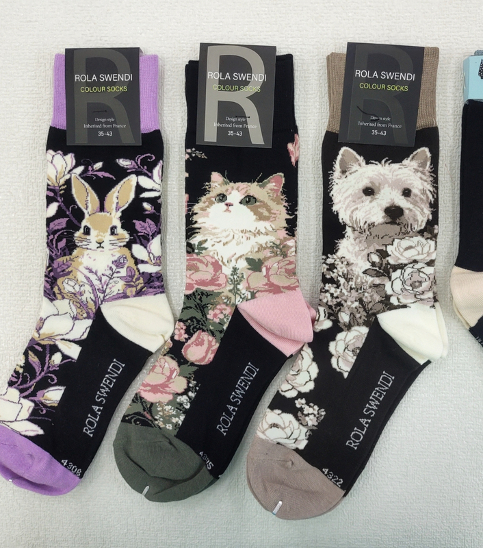 【Rola Five】French Imported Floral Cat Tiger Leopard Rabbit Four Seasons Mid-Calf 95.2% Cotton Socks