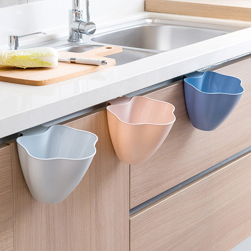 Door back hanging kitchen trash can creative flower desktop containing finishing box multifunctional sorting garbage containing box