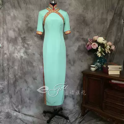 Yifuchun double-flaped wide Silk Jingpai traditional cheongsam skirt half-sleeve handmade buckle tailor-made