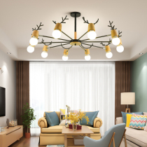Nordic living room lamp chandelier Log personality antler wrought iron Simple modern small apartment creative bedroom dining room lamps