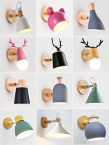 Nordic wall lamp Mirror head lamp Bedroom bedside lamp Macaron Modern simple living room background wall decoration Reading lamp