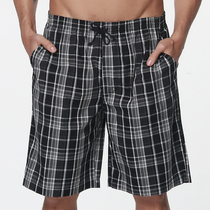 Summer mens beach pants loose cotton thin five-point pants plaid pajamas Home shorts Casual pants