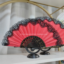 Guochao Wooden Fan Qipao Fan Hanfu Children Fan Dancer Dance Fan Gufeng Girl Red Fan Hung Wall Decorative Fan