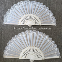 Anita lace fan large size folding fan Spanish fan lace fan 30 cm white lace dance fan