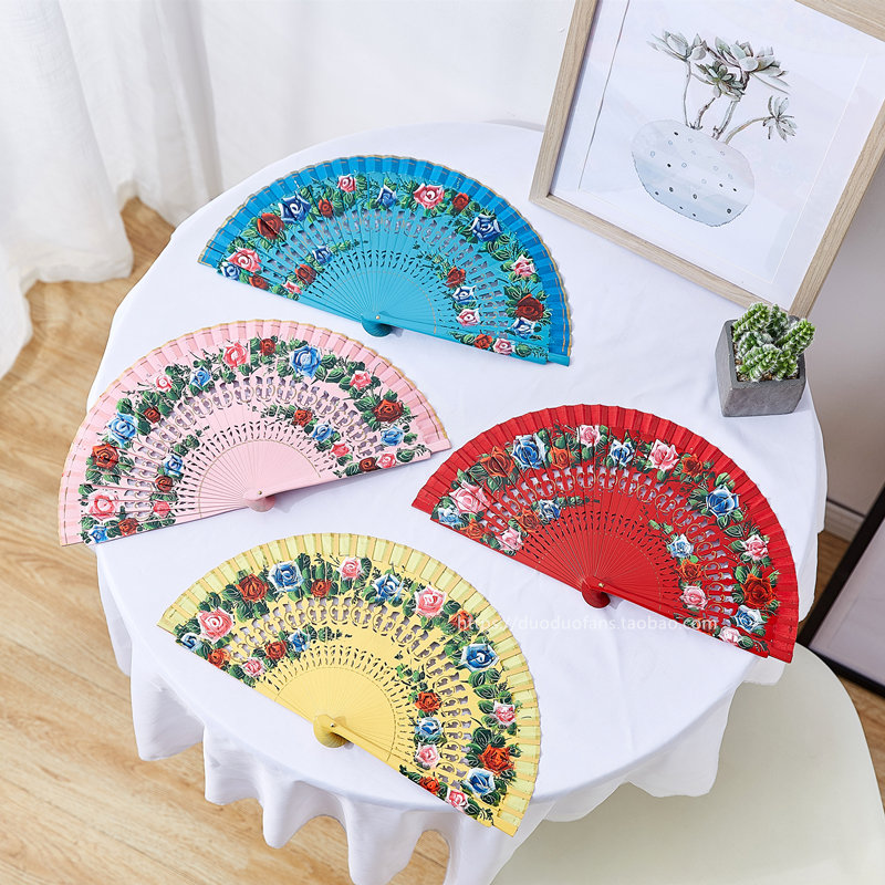Anita wood fan custom spanish folding fan folding fan paint fan dance fan collection smooth