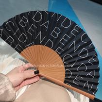 Bar Trampoline Fan SOLID WOOD LETTERS FAN MEN AND WOMEN FAN HANFU FAN SERICAB PHOTO FAN DANCING FAN FOLDING FAN