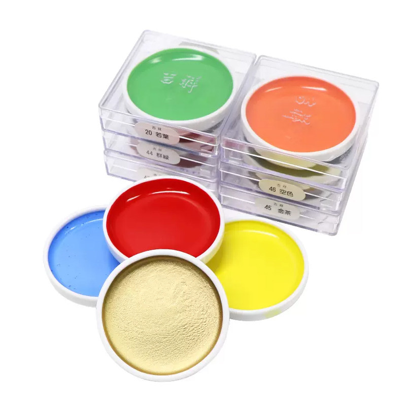 日本の縁起の良い色の鉄製のボウル、中国絵画の顔料、単管、水墨画、丸い磁器の皿、ボウル、繊細な筆遣いの絵画、固形水彩絵具。