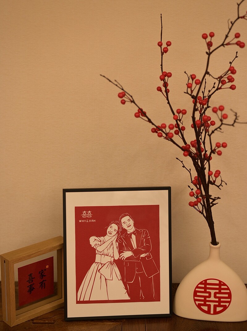 Wedding photo gift for newcomers Handmade paper-cut painting custom portrait commemorative couple photo custom photo frame decoration