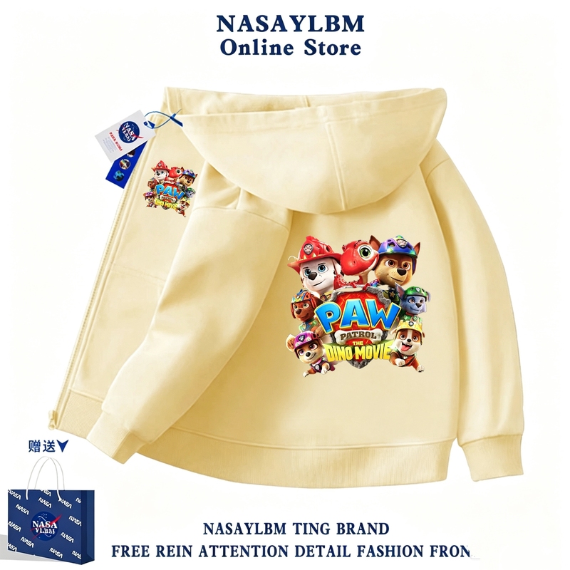Cartoon Paw Patrol Team Bravely Explores Dinosaur Island Full Crew Hooded Sweatshirt Autumn Unisex Children's Zip-Up Jacket Clothing Outerwear Cartoon Paw Patrol Team Bravely Explores Dinosaur Island Full Crew Hooded Sweatshirt Autumn Unisex Children's Zip-Up Jacket Clothing Outerwear