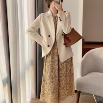 Full Honey Customize Spring Autumn Temperament Foreign Air Casual Little Crowdmilk White Superior Feeling Suit Jacket Woman Retro Little West Suit