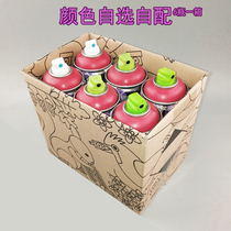 Treatment of spray paint 6 bottles and a box of graffiti spray paint tankos