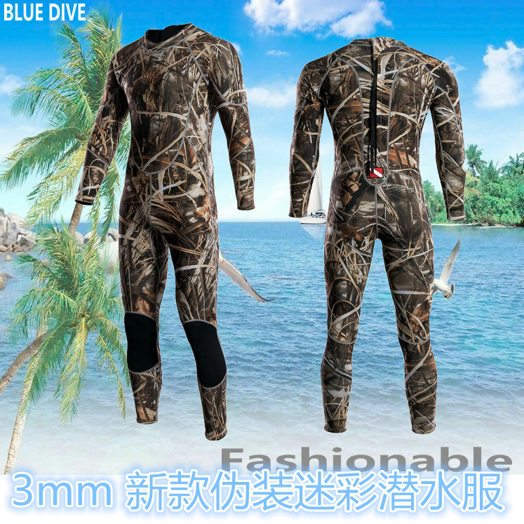 3MM camouflage and snorkeling suit Winter swimsuit thickens warm sailing windsurf motorboat cold protection suit