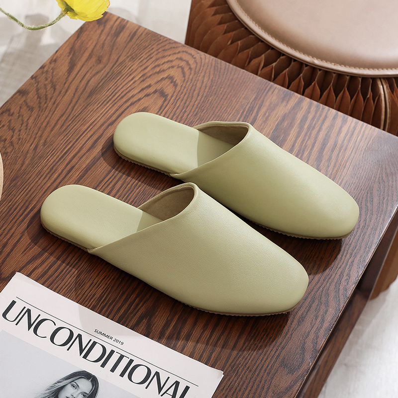 Light Luxury High-End Handmade Sheepskin Clogs for Spring and Autumn, Suitable for Indoor Use, Non-Slip Soft Sole, Cowhide Sole, Genuine Leather Upper