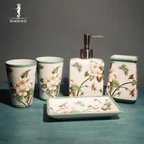 Ceramic ins bathroom five-piece toiletry set bathroom supplies bathroom mouthwash cup toothbrush cup set light luxury