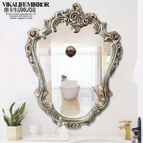 Shaped baroque European mirror bathroom mirror bathroom mirror decorative mirror toilet mirror vanity mirror hair salon mirror beauty