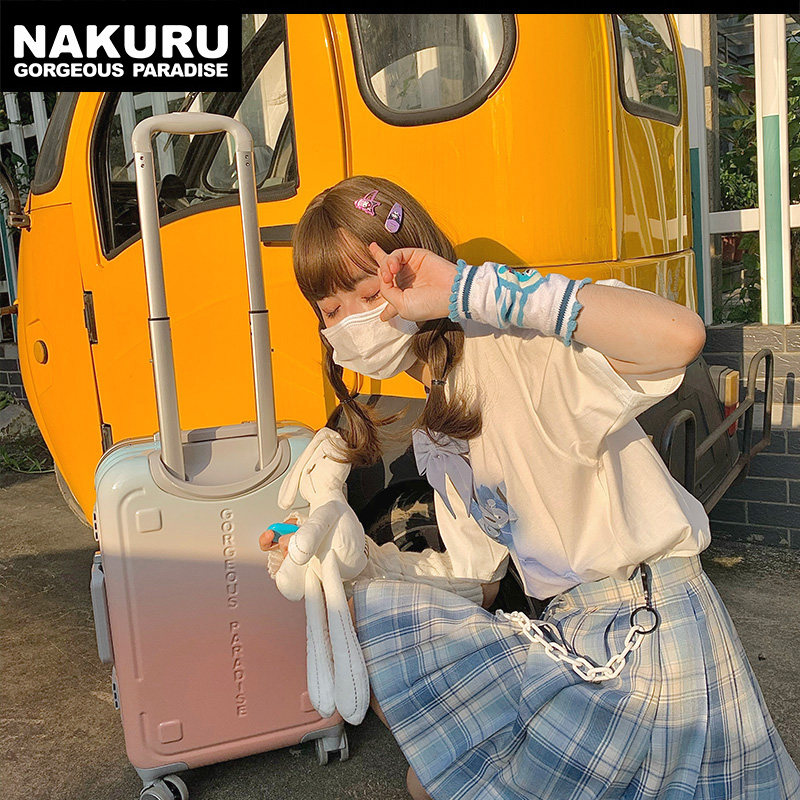 NAKURU Student Pull-Lever Box 24 Inch Teenage Girl Little Clear New Suitcase Day Family Suitcase Woman BREAKING Suitcase Tide