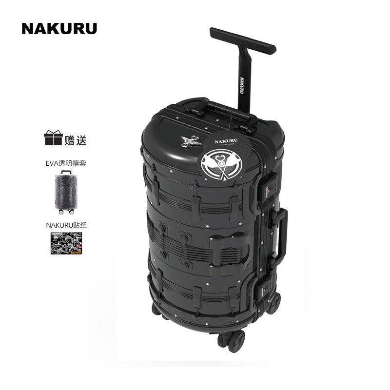 NAKURU 20-inch Carry-on Cylindrical Suitcase, Short-Distance Luggage, Unisex, Japanese and Korean Style