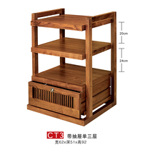  Jazz rack with drawer single 3-layer rack with drawer single three-cabinet solid wood equipment rack three-layer