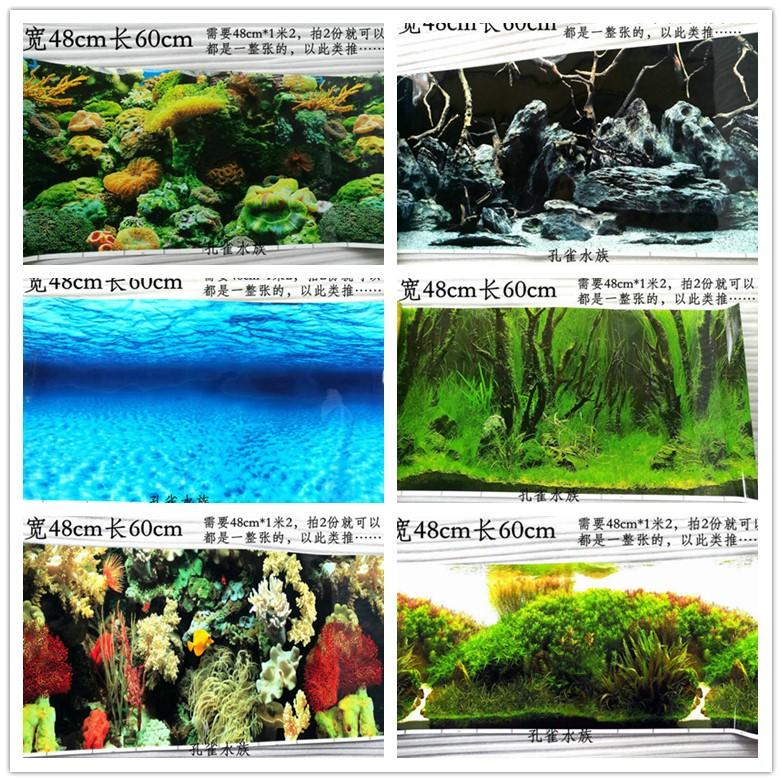 High definition fish tank hanging painting background paper Green sea Double-sided fish tank stickup with fish tank hanging picture aquarium decoration painting