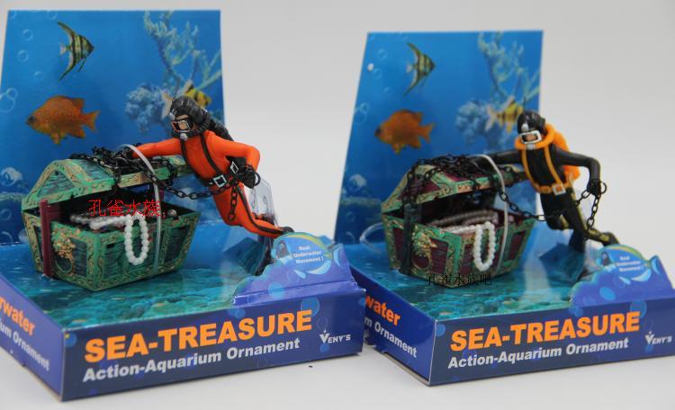 American Seahorse pneumatic fish tank decorated treasure frog person to connect air pump fish tank scenic divers chest