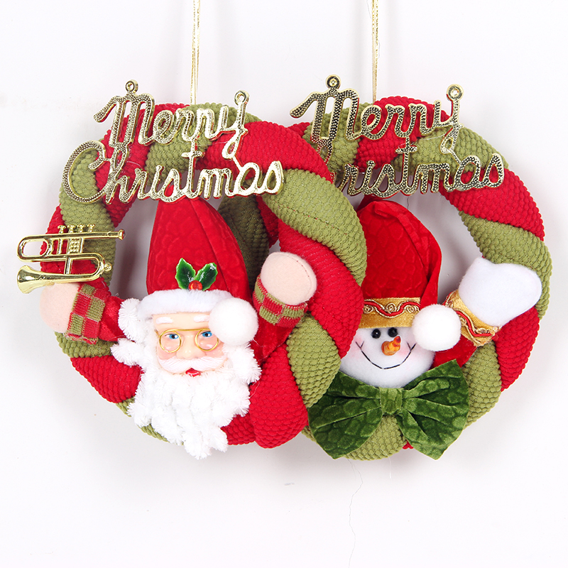 Christmas decorations 20cm Santa Claus snowman figure door hanging wreath Christmas tree rattan hanging gift bag