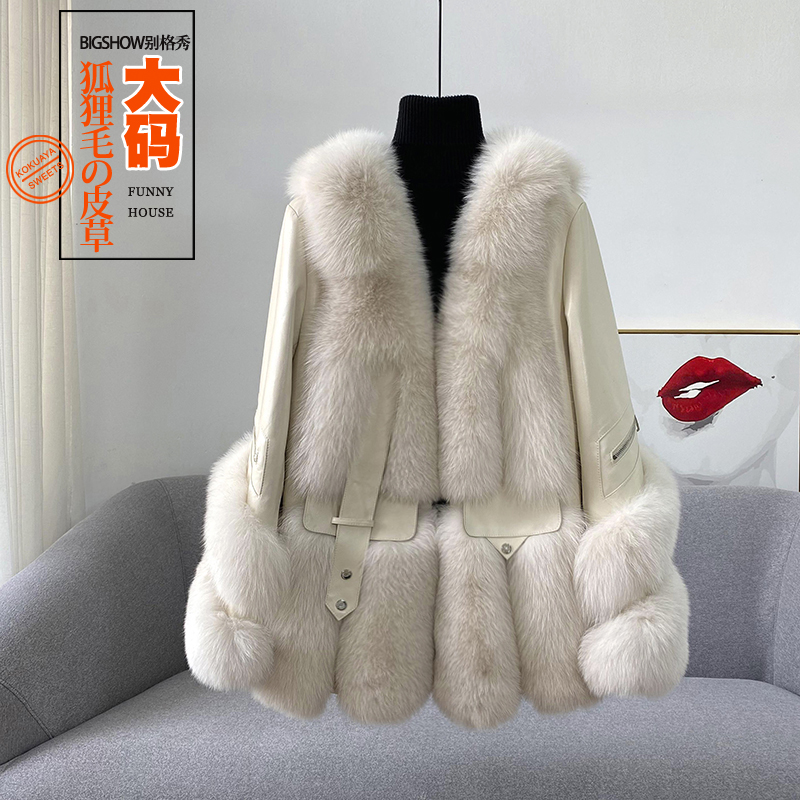 (Don't order if not fat) Biegexiu large size fur 200 jin fat mm sheepskin fox fur coat women's young style