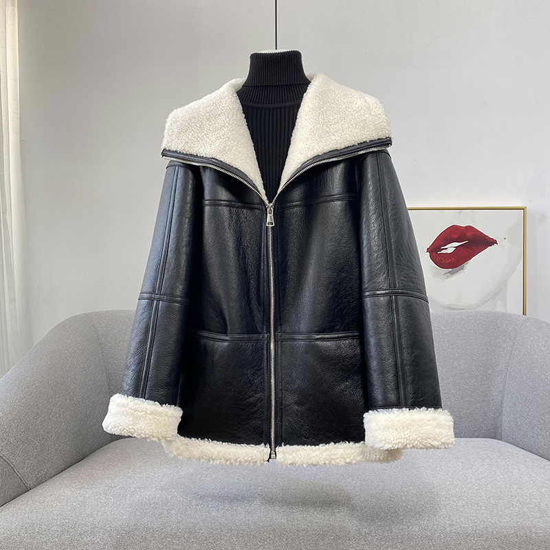 (not fatter) imported lamb fur integrated jacket female large size fur size leather grass 200 catty woman fat mm winter dress