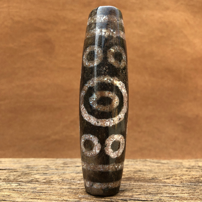 Tibetan Zhangxiong Dzi Tibetan Eleven-Eyed Dzi Natural Cinnabar Genuine Nine-Eyed Shale Heavenly Descending Stone Dzi