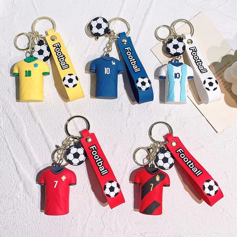 Mini Football Jersey Keychain Messi Cristiano Ronaldo 3D Jersey Pendant Accessories Sports Peripheral Small Gifts
