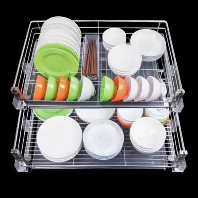 Kitchen whole cabinet pull basket 304 stainless steel double cushion drawer bowl basket? Car seasoning storage bowl rack built-in