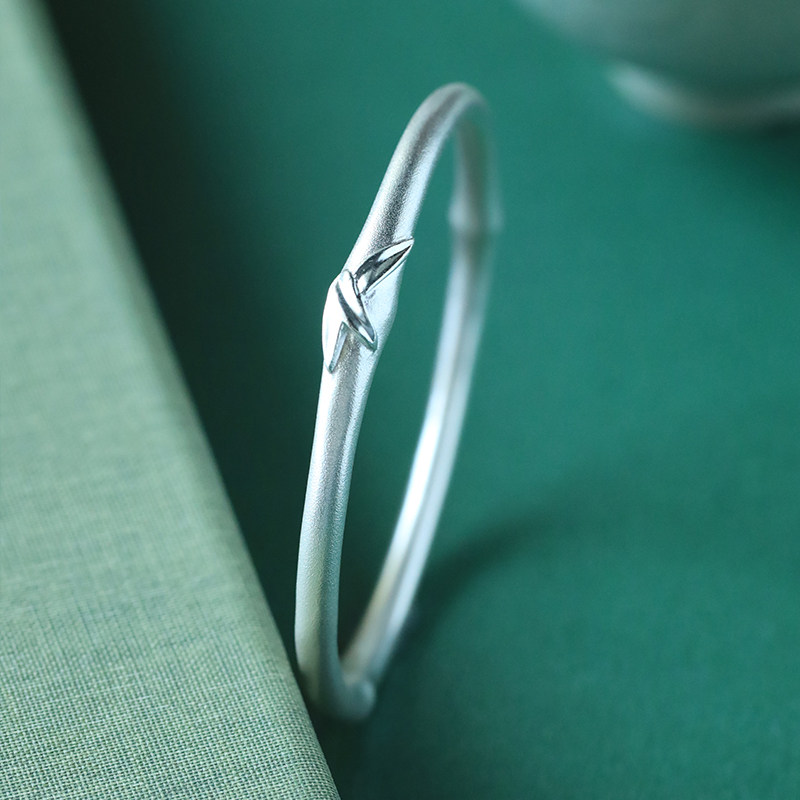 Xisu Original Bamboo Bracelet 999 Sterling Silver Bracelet Female Simple Young Model Small Design Solid Foot Silver Bracelet