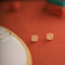 Earrings 2021 trendy sugar sterling silver simple cold wind and Tian jade anti-allergic gold-plated silver earrings