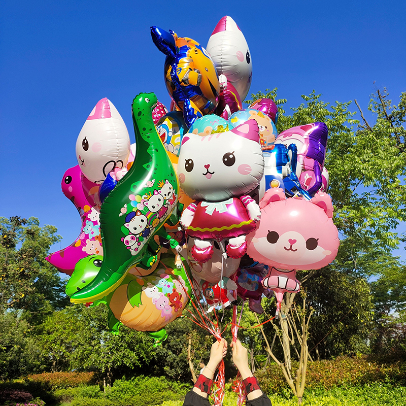 Floating aluminum film balloon helium aluminum film cartoon children's toys stalls push the rope to fly the balloon