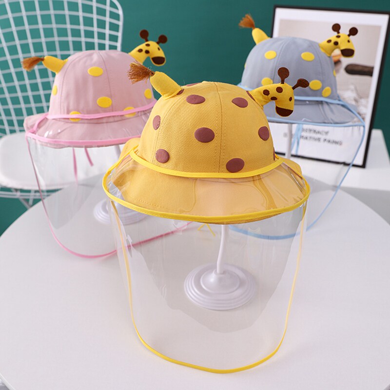 Ochoaly baby protective cap anti-foam head cover face mask child baby anti-saliva detachable fisherman hat