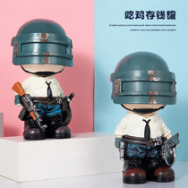 Creative wilderness survival eating chicken game character hand doll arrangement piggy bank Childrens Day boy birthday gift