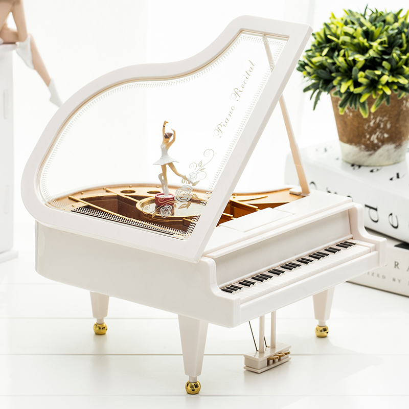 Children's Day birthday gift creative piano music box ornament spin dancing little girl music box student gift
