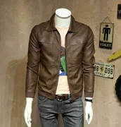 Áo khoác da nhung và áo khoác nhung nam 2018 mới retro phổ biến Slim thời trang giới trẻ da PU