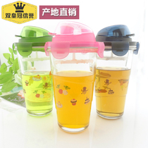 Clearance glass creative cup cartoon leak-proof flower tea cup shaker cup water cup household cute juice drink cup
