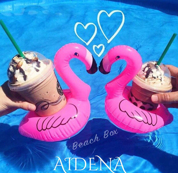 Water inflatable toy Flamingo floating cup drink Cola Water floating seat pool party