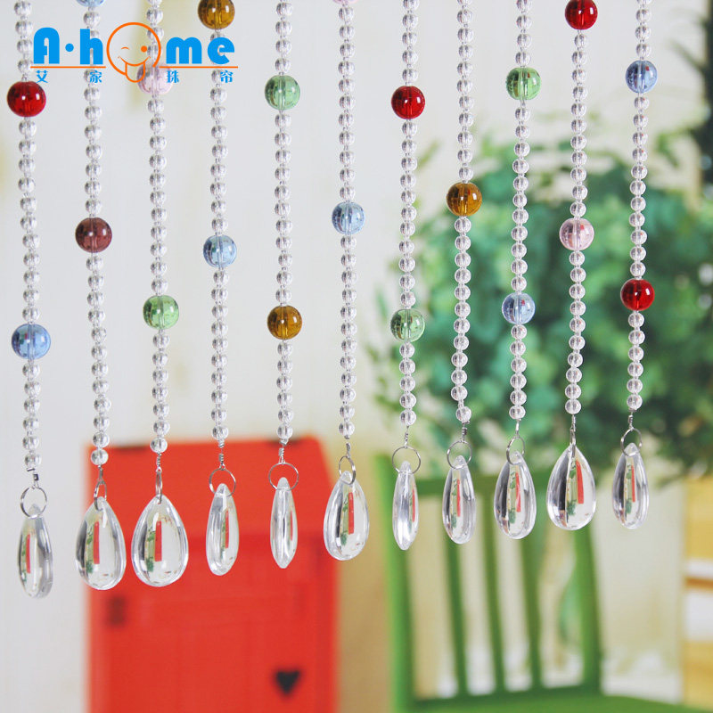 Ultra Soft Feng Shui Five Color Crystal Bead Curtain Makeup Room Bedroom Door Curtain Full Wearing Partition Window Suit Crystal Hanging Curtain